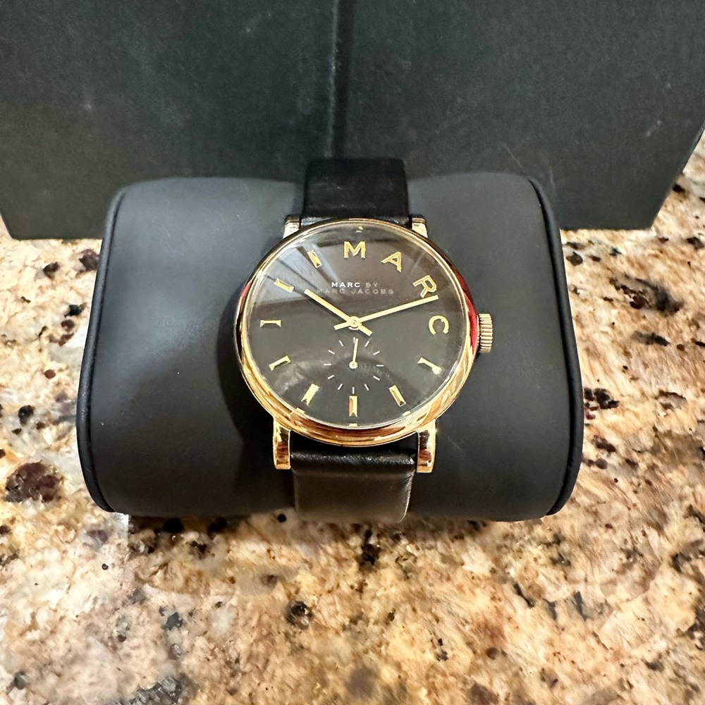 Marc by Marc Jacobs Gold and Black Leather Watch